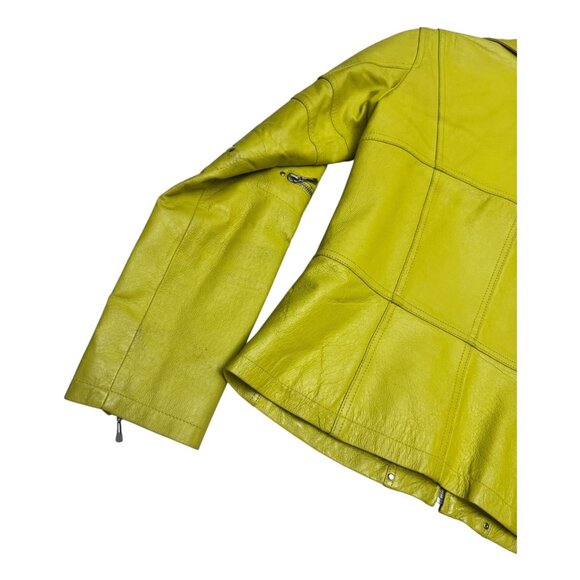 LAURENCE ROY Vintage LEATHER Luxury Neon Retro Bomber Jacket Womens Large - Picture 10 of 10